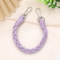 Detail of lavender hand-woven strap with silver metal clasps on a beige mesh background - 14mm Width / Braided Hand Strap (K2623) / Purple