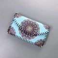 Ethnic style light blue phone bag featuring mandala floral print and handmade black stitching - Pattern 11