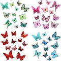 Parches bordados de mariposas en azul, rosa y rojo para decoración de ropa - Juego de 48