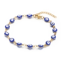 18K vergoldetes Perlenarmband mit mehreren blauen Emaille-Anhängern gegen den bösen Blick - Blau (KB169276-MW)
