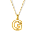Halskette mit 18K Goldbeschichtung, weißer Muscheleinlage und Großbuchstabe G Anhänger - Buchstabe G(S-P003-G)