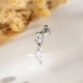 Elegant silver star and diamond-shaped zircon cartilage stud earring in vintage style - Silver Rhombus Style (DZ016-3#)