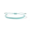 Adjustable hand-woven cord bracelet in light blue with silver beads for men and women - Light Blue