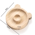 Detail of bear-shaped pine wood jewelry tray with size measurements and natural wood grain - Solid Wood / Bear