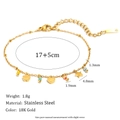 18K gold-plated stainless steel chain bracelet with colorful beads and geometric charms - Tassel Bracelet Set-Gold-6