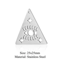 Silver stainless steel eye pendant triangle 25x25mm cutout design with four-pointed stars - Silver Triangle Eye