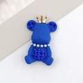 Blue rubberized cartoon bear accessory with golden crown and sparkling rhinestones - Klein Blue