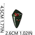 Detailed size view of Japanese Temaki sushi embroidery patch with cartoon smiling face - Style 7 (Hand Roll Cat)