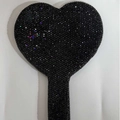 Elegant heart-shaped handheld makeup mirror covered in shimmering black rhinestones - Heart Shape / Black