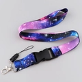 Nebula starry sky polyester lanyard with black buckle and metal lobster clasp - KP792-6 Phantom Purple Nebula