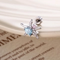 Orecchino a perno a stella marina con zircone a cuore blu e gemma rosa - Stella marina blu mare chiaro (Pezzo singolo)