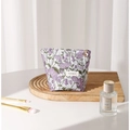 Canvas makeup bag with purple floral embroidery and flower zipper charm - Small / Taro Floral