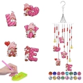 DIY Valentine's Diamond Painting Wind Chime Kit with Gnome LOVE Charms and Crystals - LOVE Letter Gnome Style