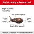 Support d'encens miniature en forme d'escargot en bronze vintage pour bâtonnets d'encens - Escargot en Bronze Rouge