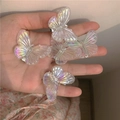 Fünf kleine schillernde Schmetterling-Haarspangen aus transparentem Laser-Kunststoff - Irisierendes Durchscheinendes Weiß (5er Set)