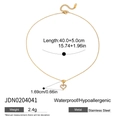 Collar de corazón de acero inoxidable dorado resistente al agua con piedras claras - Corazón hueco de diamantes de imitación unido a corazón pequeño (JDN0204041) / Dorado