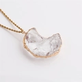 Collar de cadena de cuerda dorada con un colgante de luna de cristal facetado - Dorado + 60CM Cadena Retorcida