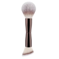 Doppelendiger Make-up Pinsel mit Puder- und Konturpinsel in braunem Metallgriff - Doppelendiger Puder-/Grundierungspinsel