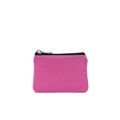 Minimalist deep pink canvas coin purse with black zipper and durable fabric texture - Rose Red