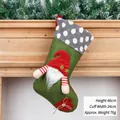 Large green Christmas gnome stocking with white polka dot cuff and 46cm height - Polka Dot Green Santa Stocking