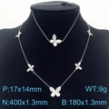Conjunto de collar y pulsera de mariposa en acero inoxidable plateado de calidad - Conjunto de Collar y Pulsera Color Acero (KS201279-KLX)