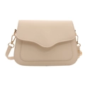 Bolso bandolera minimalista de cuero PU blanco crema con hebilla dorada y solapa elegante - Blanco