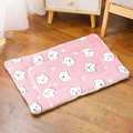 Thick pink fleece pet mat with cartoon dog patterns for warm cat and dog bedding - Pink Bear