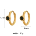 Chic 18K gold plated stainless steel hoop earrings with black zircon stone 1.4cm - Round Rhinestone Small Hoop-Gold-Black