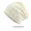 Berretto in maglia traforata bianco crema con motivo a rombi traspirante per donna - Taglia unica / Bianco