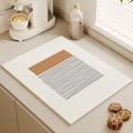 Minimalist geometric kitchen drain mat in milk coffee color with abstract design - Arranged Black Stripes