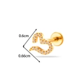 Golden heart-shaped titanium stud earring with white zircons and screw-back design - Hollow Heart Style (T2554-3#) / Gold
