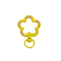 Yellow flower-shaped spring clasp with purple and orange polka dots for DIY keychains - Hand Painting / Hand-painted Yellow