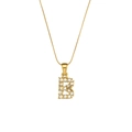 Collana a catena serpente placcata oro 18K con pendente a lettera B in zirconi lucidi - Lettera B