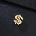 Golden dollar sign tooth cap with white cubic zirconia micro-paved on black texture - Dollar Sign / Gold