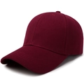 Classic burgundy six-panel cotton baseball cap with curved brim on white background - Adjustable / Burgundy