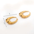Golden chunky croissant hoop earrings with irregular texture and 4cm diameter size - Irregular Texture (ZHE947)