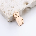 Polished rose gold cat-shaped stainless steel pendant with ring for DIY jewelry making - Rose Gold Cat