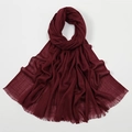 Detail of dark red slub cotton scarf showing breathable texture and fringe edges - Deep Burgundy