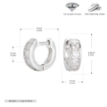 Makroaufnahme von S925 Silber Creolen mit Zirkonia und präzisen Größenangaben am Bild - 925er Silber / 925 Silber Weißgold beschichtet