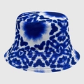 Cappello da pescatore tie-dye blu e bianco con tesa rinforzata e motivo - M (56-58cm) / Tie-Dye Astratto Blu Bianco (12)