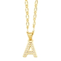 Gold letter A pendant necklace for women with micro-paved sparkling zircon stones - Letter A