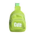 Neon green kids crossbody chest bag with Cute letter print and adjustable strap - 13*6*19cm / Green