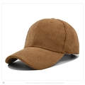 Classic brown corduroy baseball cap with high-quality texture and curved brim for outdoor use - Adjustable / Yellow