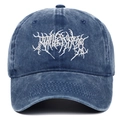 Gorra de béisbol de mezclilla azul lavado vintage con bordado punk gótico estilo heavy metal - Azul marino