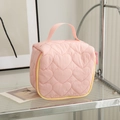 Neceser rosa acolchado con corazones, asa superior y cremallera de colores vivos - Rosa