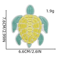Colorful turtle embroidered iron-on patch for clothing with detailed size measurement - Yellow Green