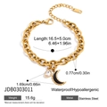Detailed view of gold chain bracelet with black moon pendant and technical dimensions - Gold Thick Chain with Moon Water Drop Pendant (JDB0303011)