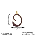 Detail view of burgundy enamel stainless steel letter charm with exact dimensions - Letter O-Burgundy