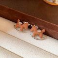 2# Boucles d'Oreilles Clous Cheval à Bascule (HE29604)