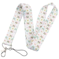 Rainbow pattern lanyard with white fabric and metal lobster clasp for phone and ID cards - Heart Rainbow/YZ18-6